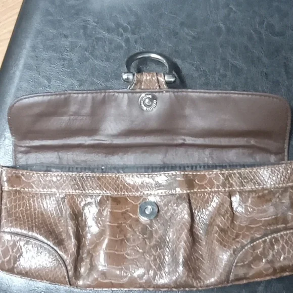 Apt. 9, brown snakeskin pattern, clutch - Picture 7 of 8